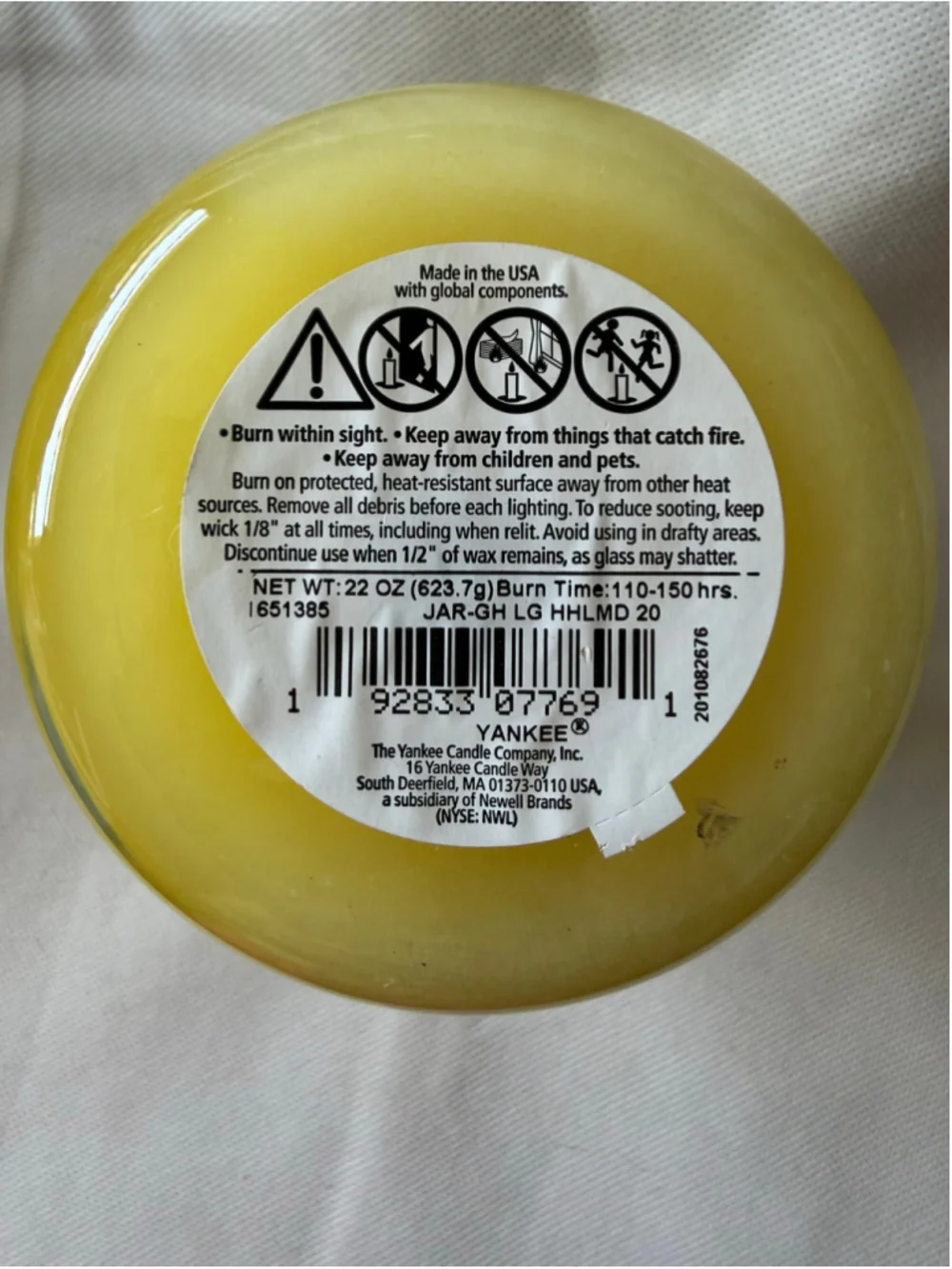 NEW Yankee Candle Homemade Herb Lemonade Large Jar 22 Oz Yellow 50th Anniversary